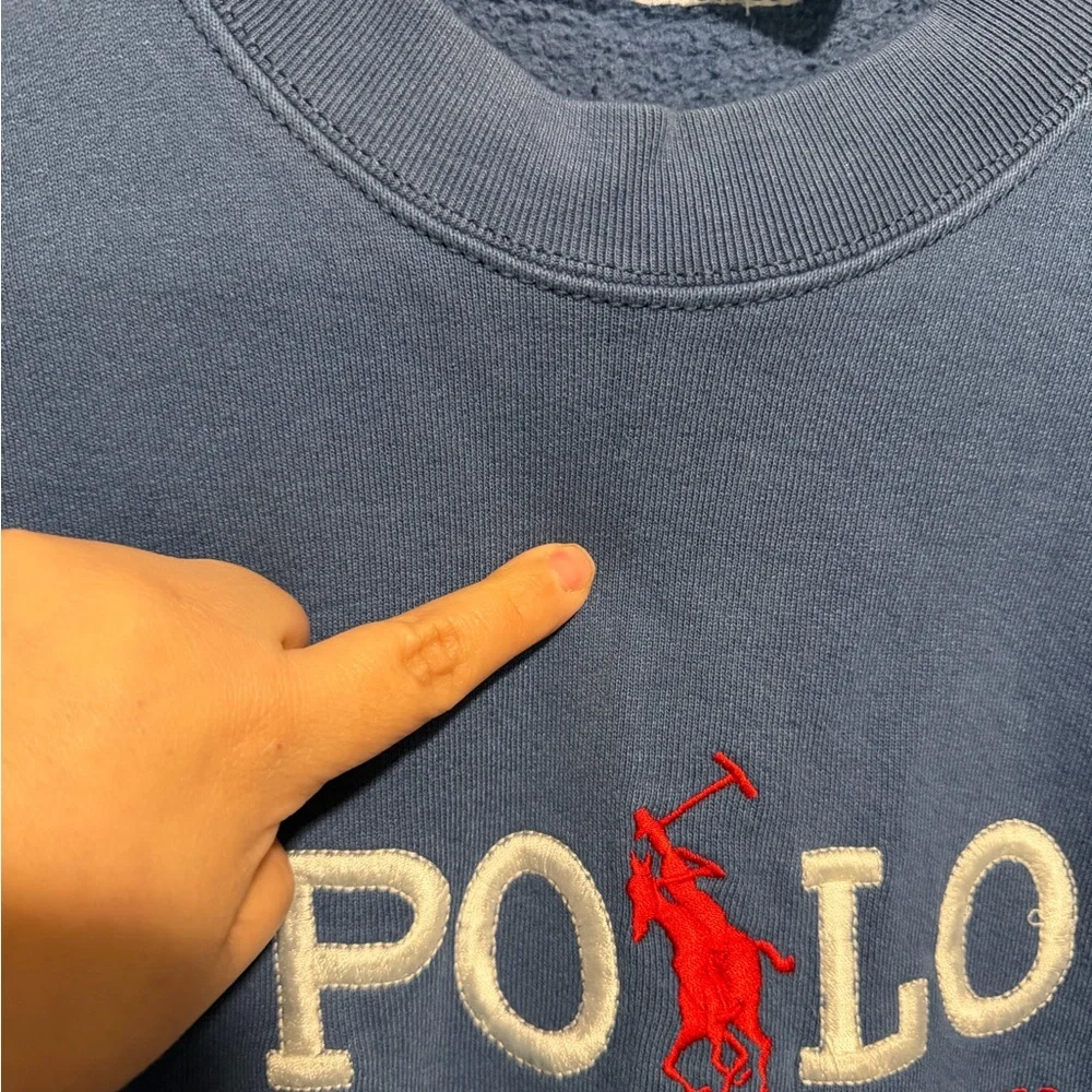 Polo Ralph‎ Lauren Blue Crewneck Sweater With logo Size Large Pullover